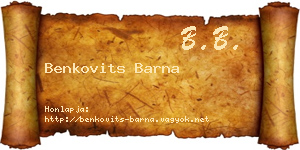 Benkovits Barna névjegykártya