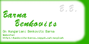 barna benkovits business card